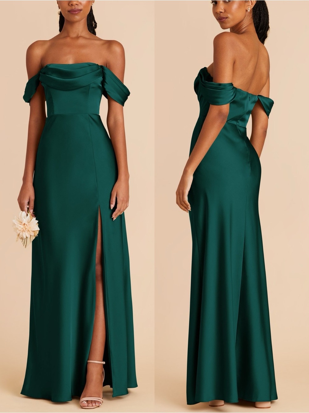 Birdy Grey | Mia Satin Emerald Bridesmaid Maxi Dress